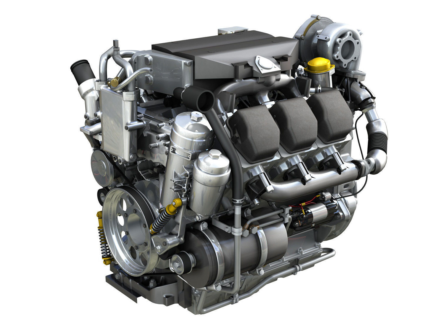 Diesel Turbo Engine with Interior Parts 3D model_2