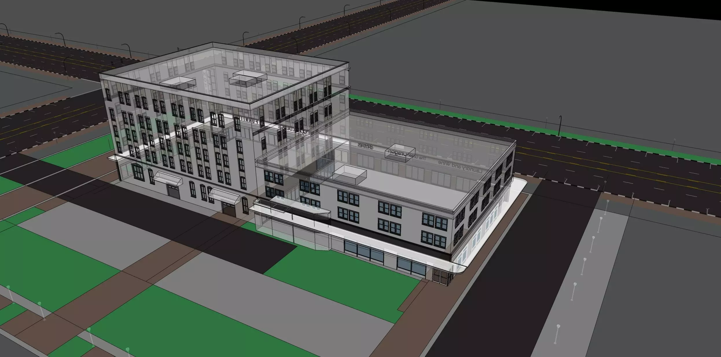 Mixed Use Building Multi Family American Modern 3D model_0