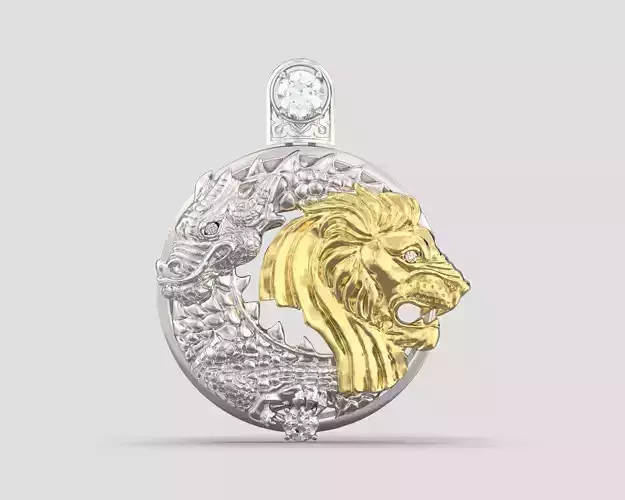 P 008 Pendant Lion and Dragon