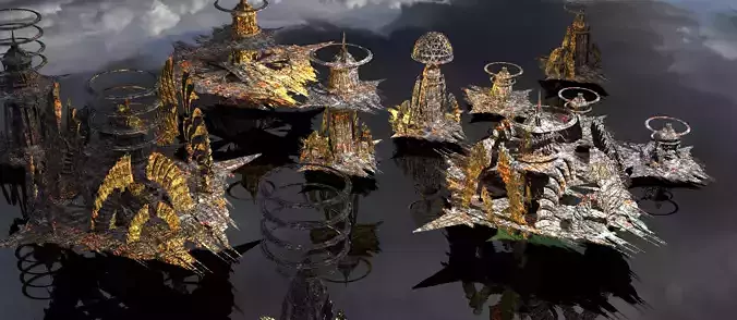 Cyberpunk Dystopian Fire embers collection