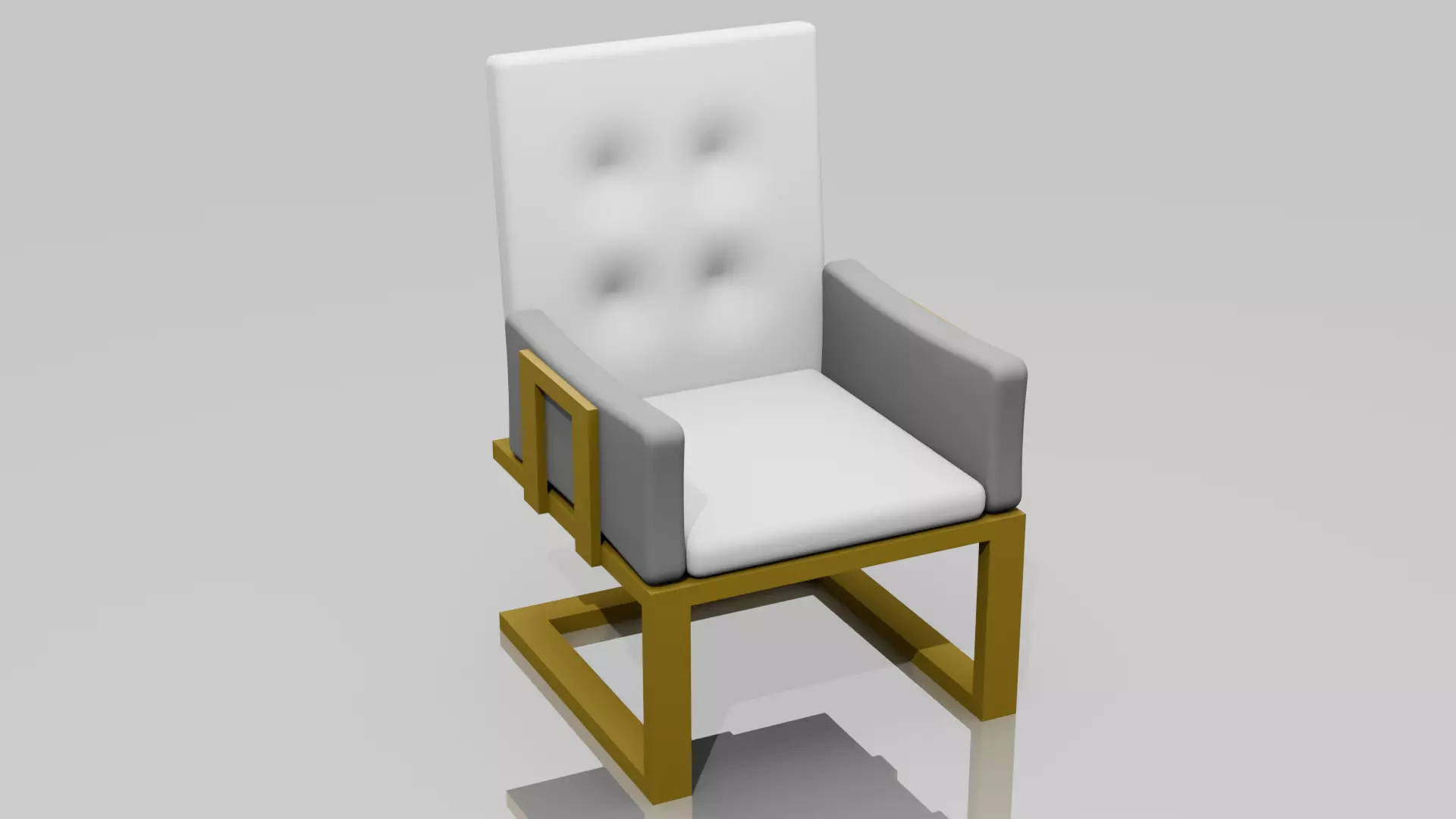 White armchair Free 3D model_0