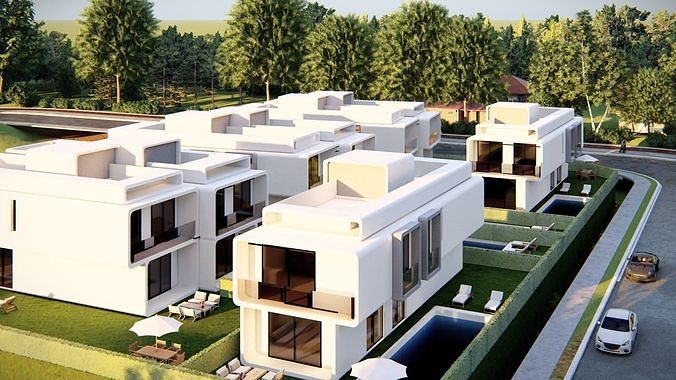 Modern Townhouse Complex 3D Model 3D model 7