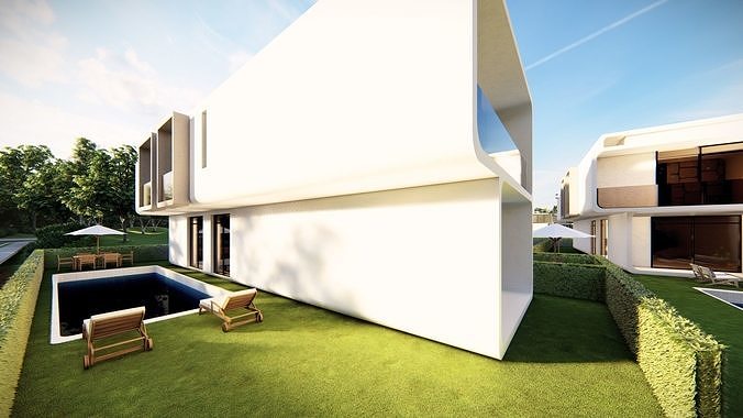 Modern Townhouse Complex 3D Model 3D model 3