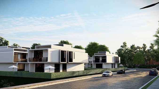 Modern Townhouse Complex 3D Model 3D model 4
