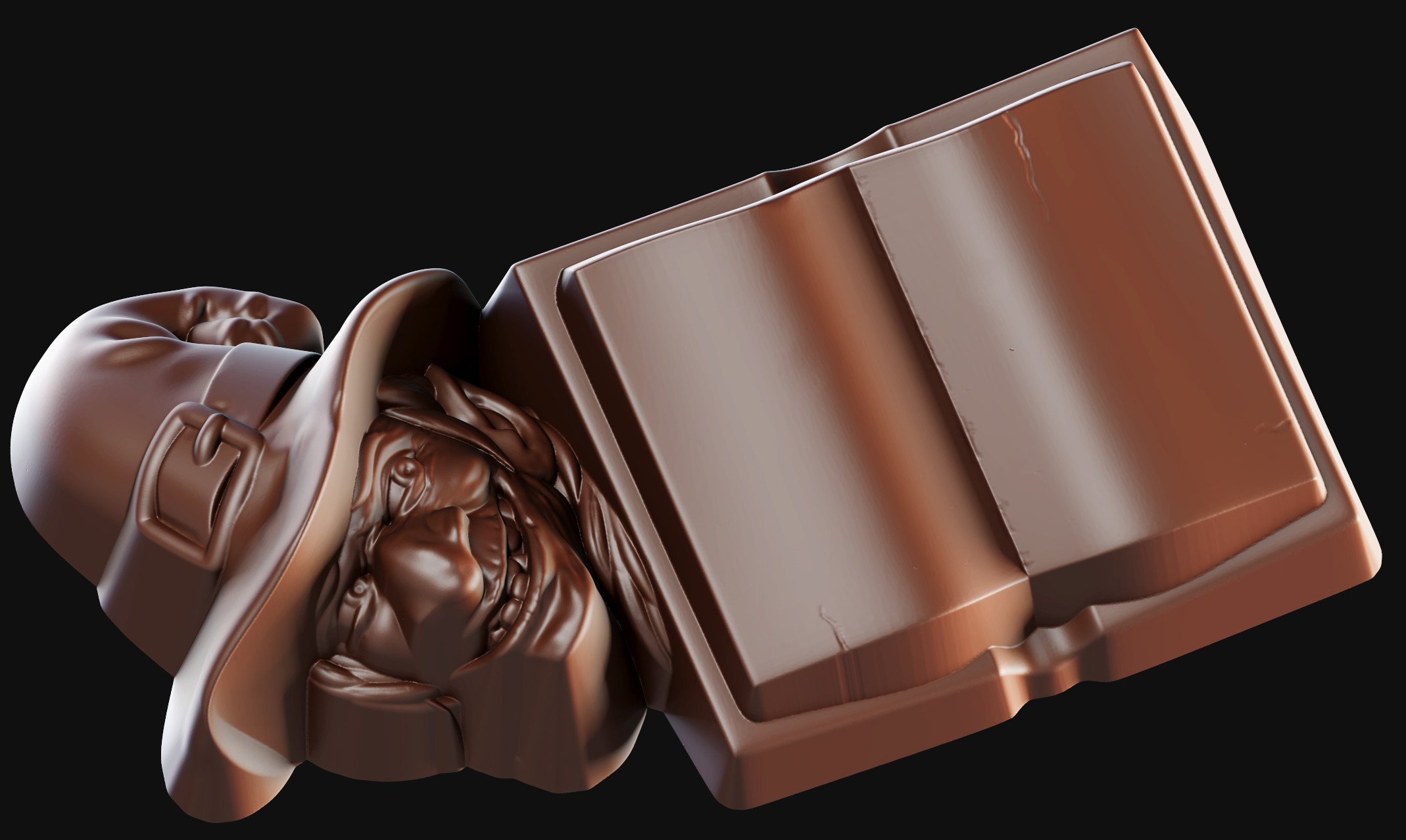 Halloween - Witch with Book 3D Printable Chocolate Mold 3D print model_4