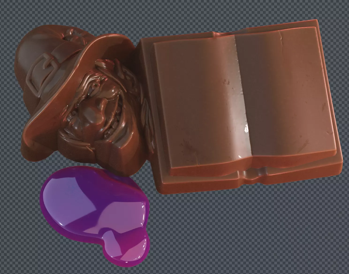 Halloween - Witch with Book 3D Printable Chocolate Mold 3D print model_0