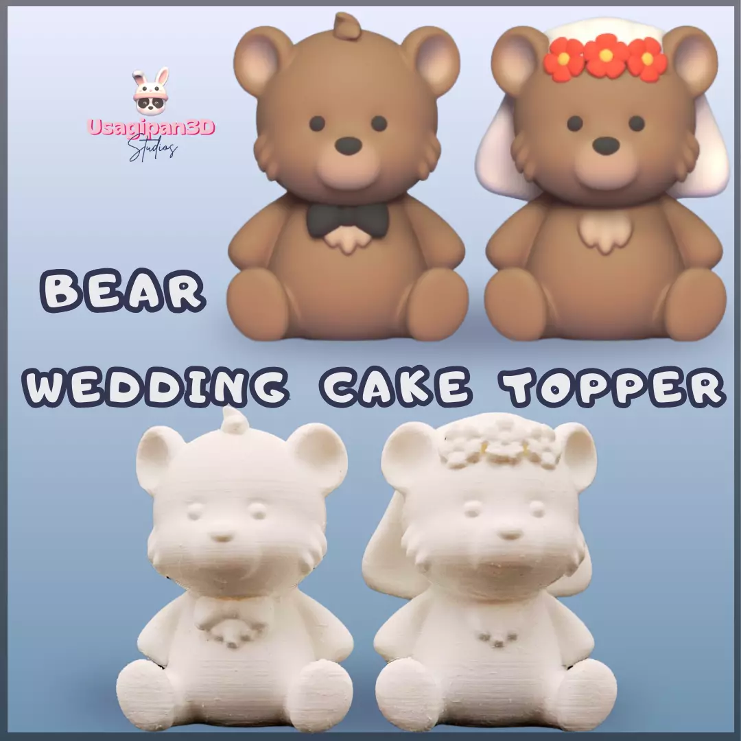 Cute Bear Wedding Cake Topper 3D print model_0