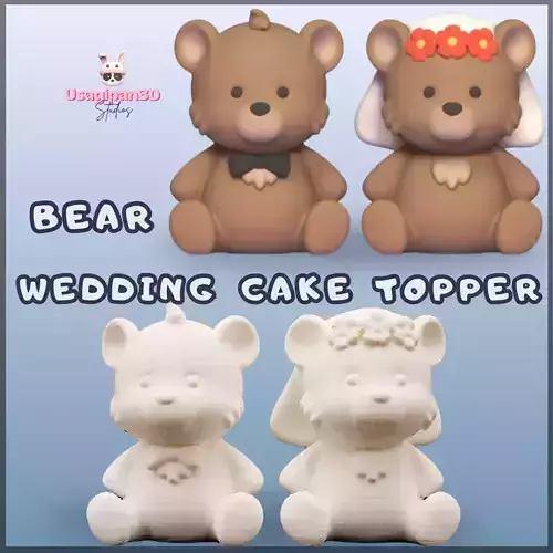 Cute Bear Wedding Cake Topper 3D print model