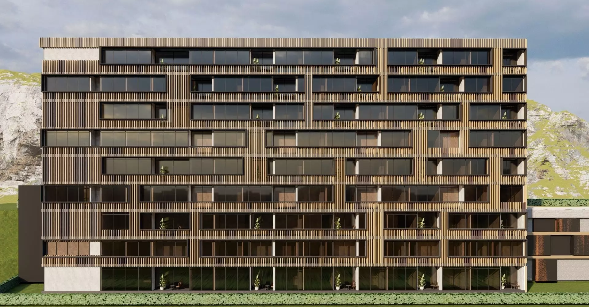 Modern Residential Apartment Complex 3D Model 3D model