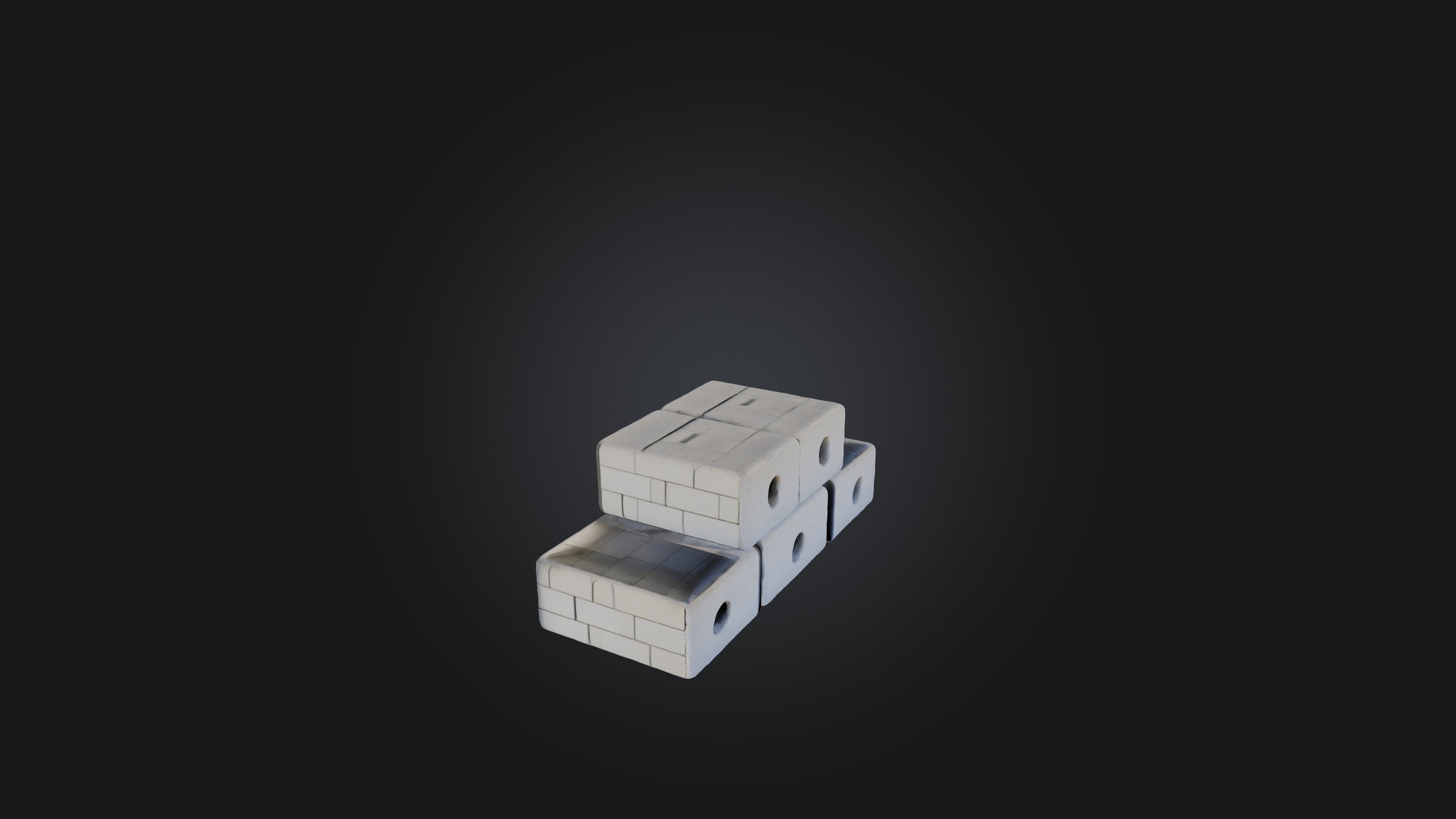 Cinder Blocks Low-poly 3D model_4