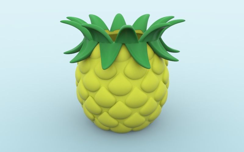 Cute Pineapple Flower Pot Planter pencil pen holder STL file 3D print model_1