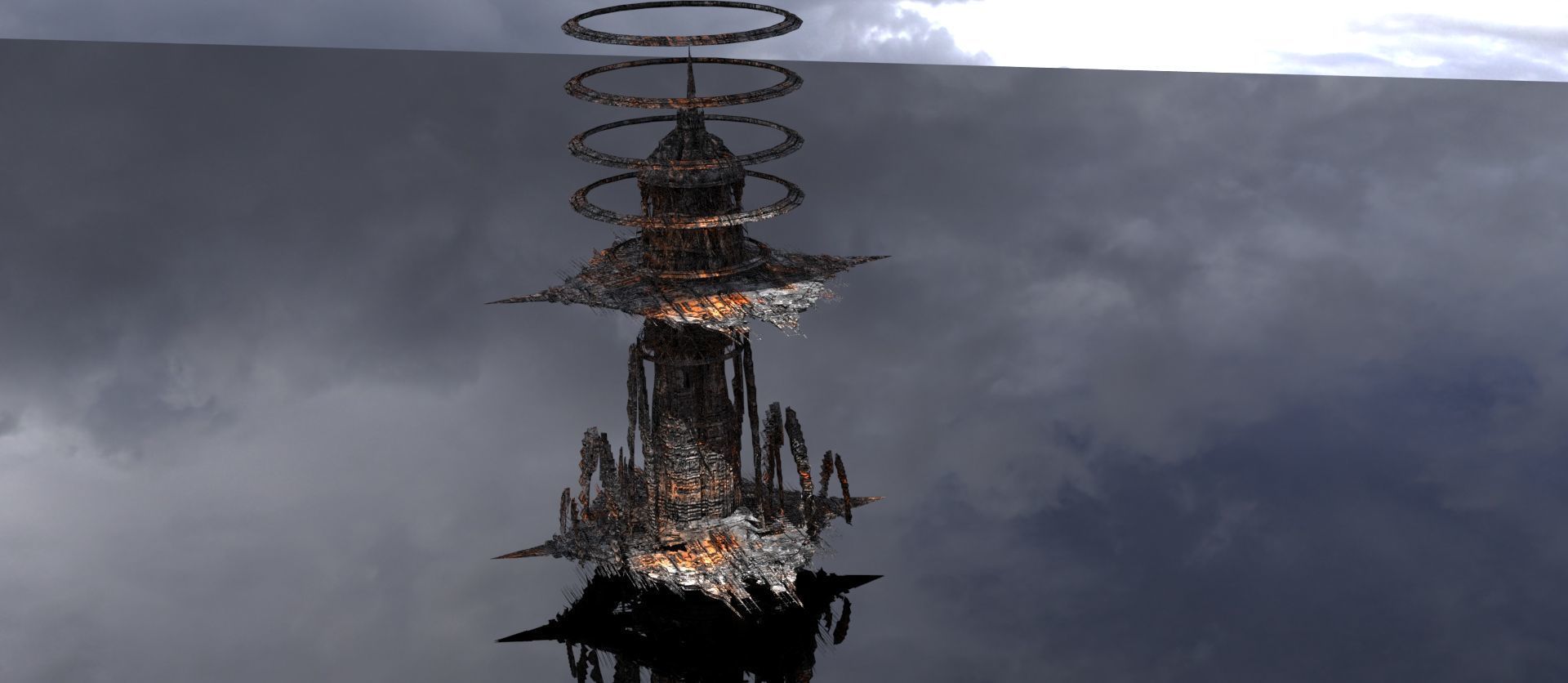 Cyberpunk Fire Burning city  Low-poly 3D model_2