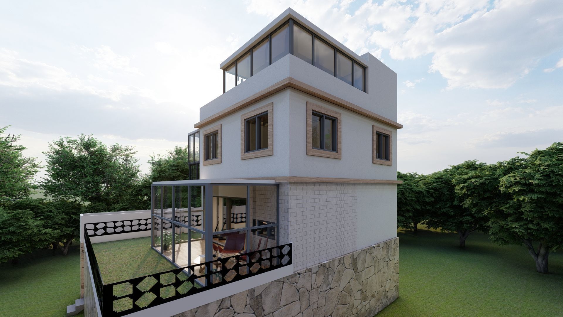  Modern Multi-Story Villa  3D model_8