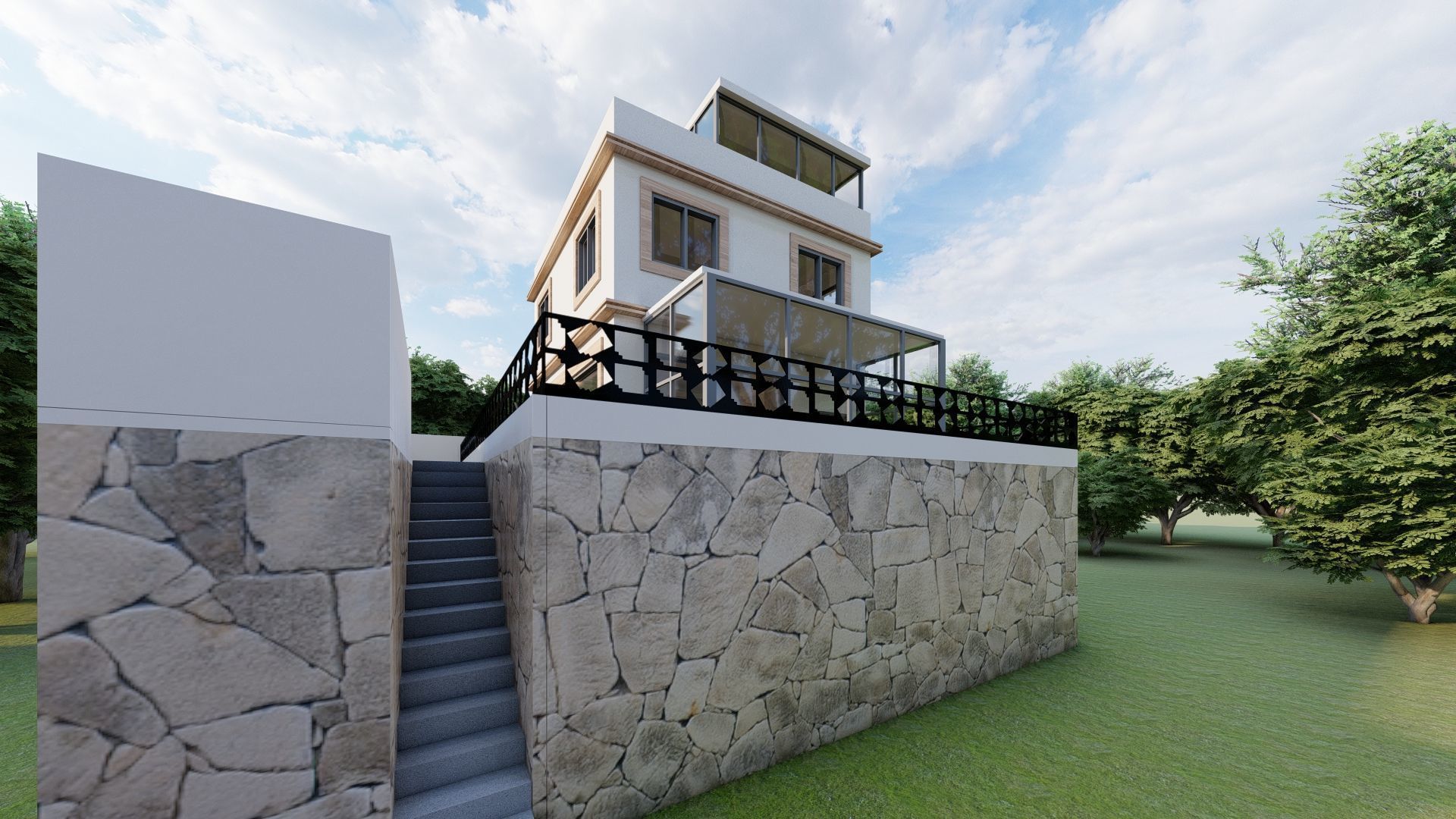  Modern Multi-Story Villa  3D model_4