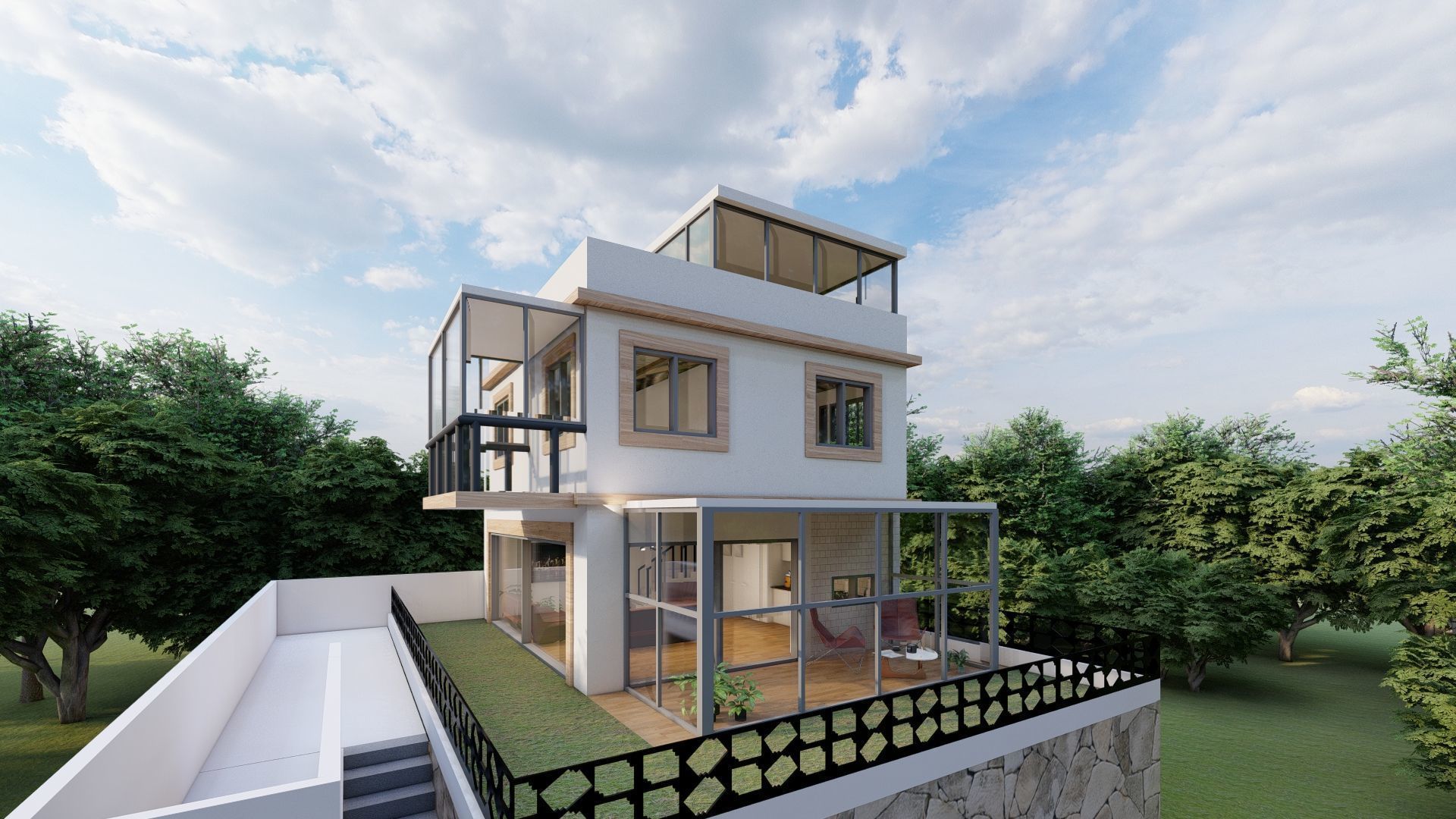  Modern Multi-Story Villa  3D model_7