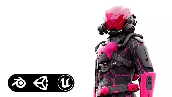 CYBER ASTRONAUT-A  Rigged for Unreal Engine - Unity - MIXAMO 