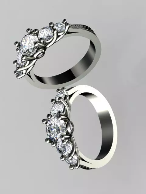 5 Diamond Solitaire Engagement Rings 3D print model