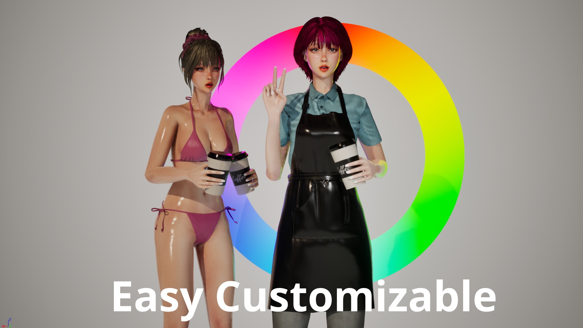 Barista Girl - GameReady Low-poly 3D model_6