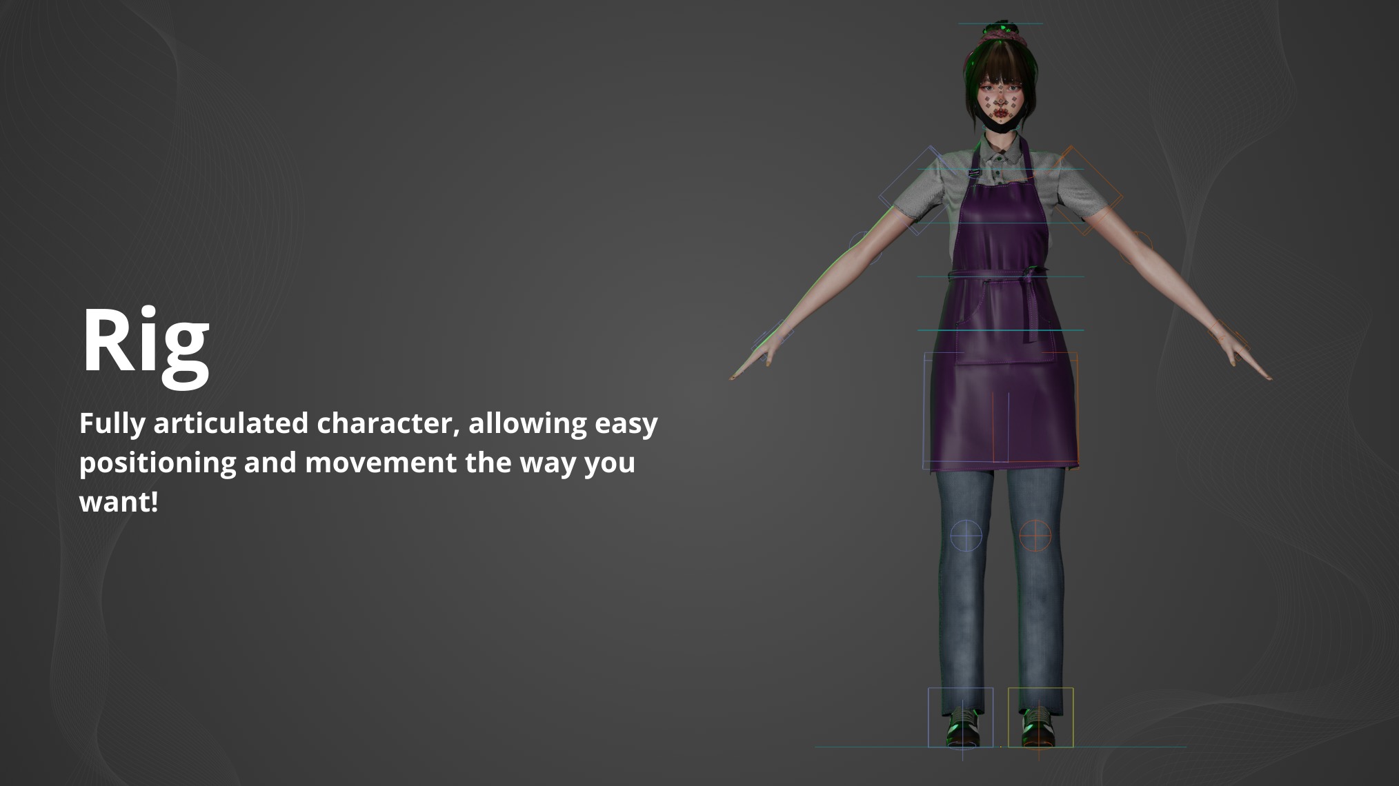 Barista Girl - GameReady Low-poly 3D model_5