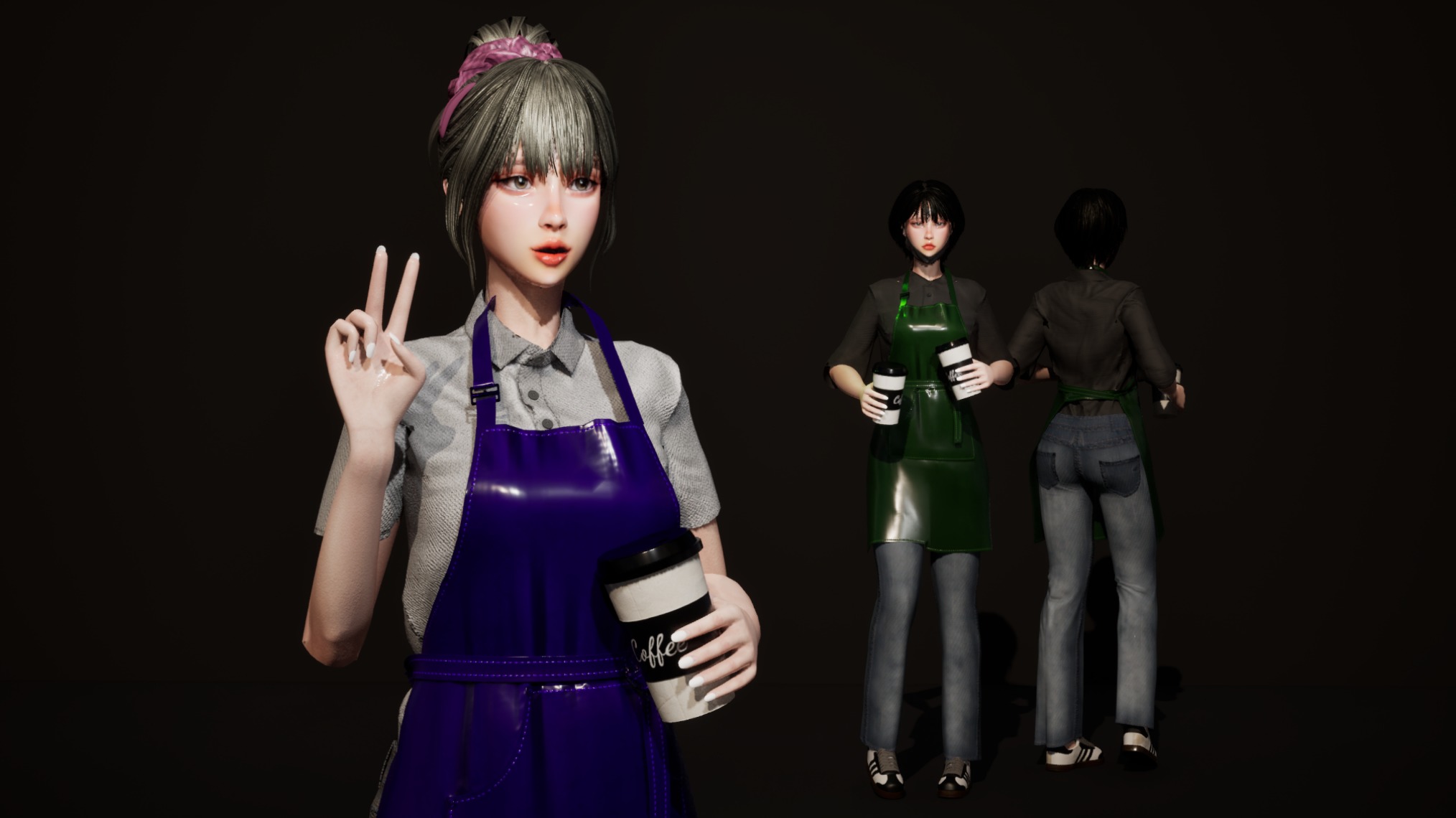 Barista Girl - GameReady Low-poly 3D model_2