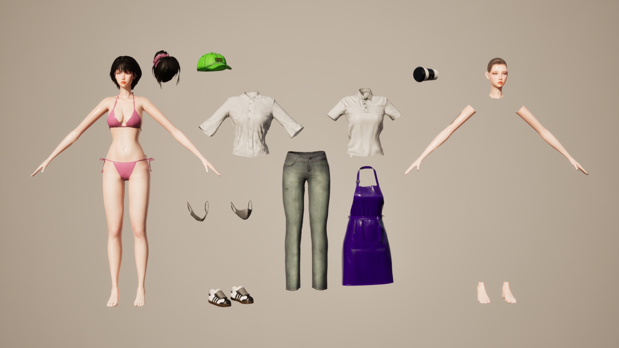 Barista Girl - GameReady Low-poly 3D model_4