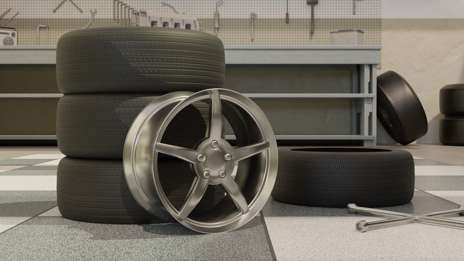 High-Detail Car Wheel for Games and Rendering Low-poly 3D model_6