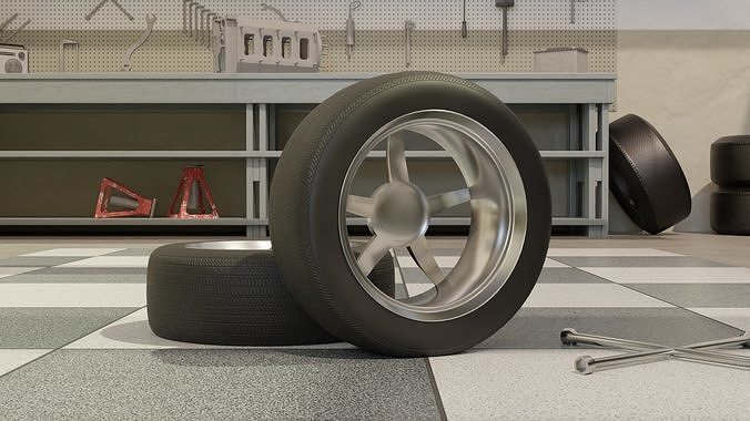 High-Detail Car Wheel for Games and Rendering Low-poly 3D model 3