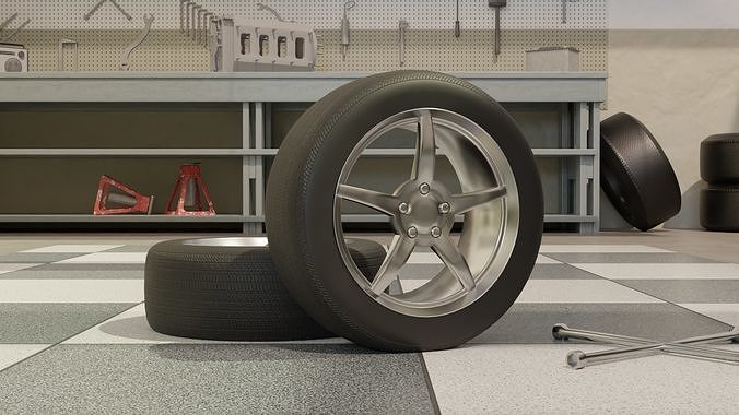High-Detail Car Wheel for Games and Rendering Low-poly 3D model 2