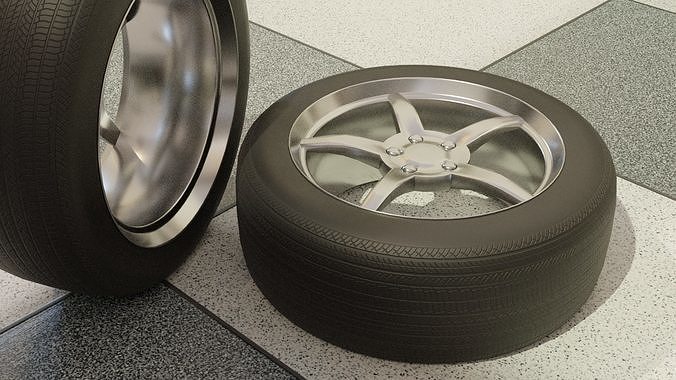 High-Detail Car Wheel for Games and Rendering Low-poly 3D model 5