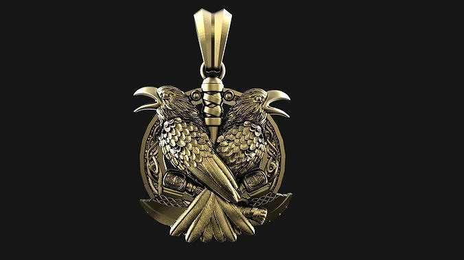 Viking crow pendant 3D print model