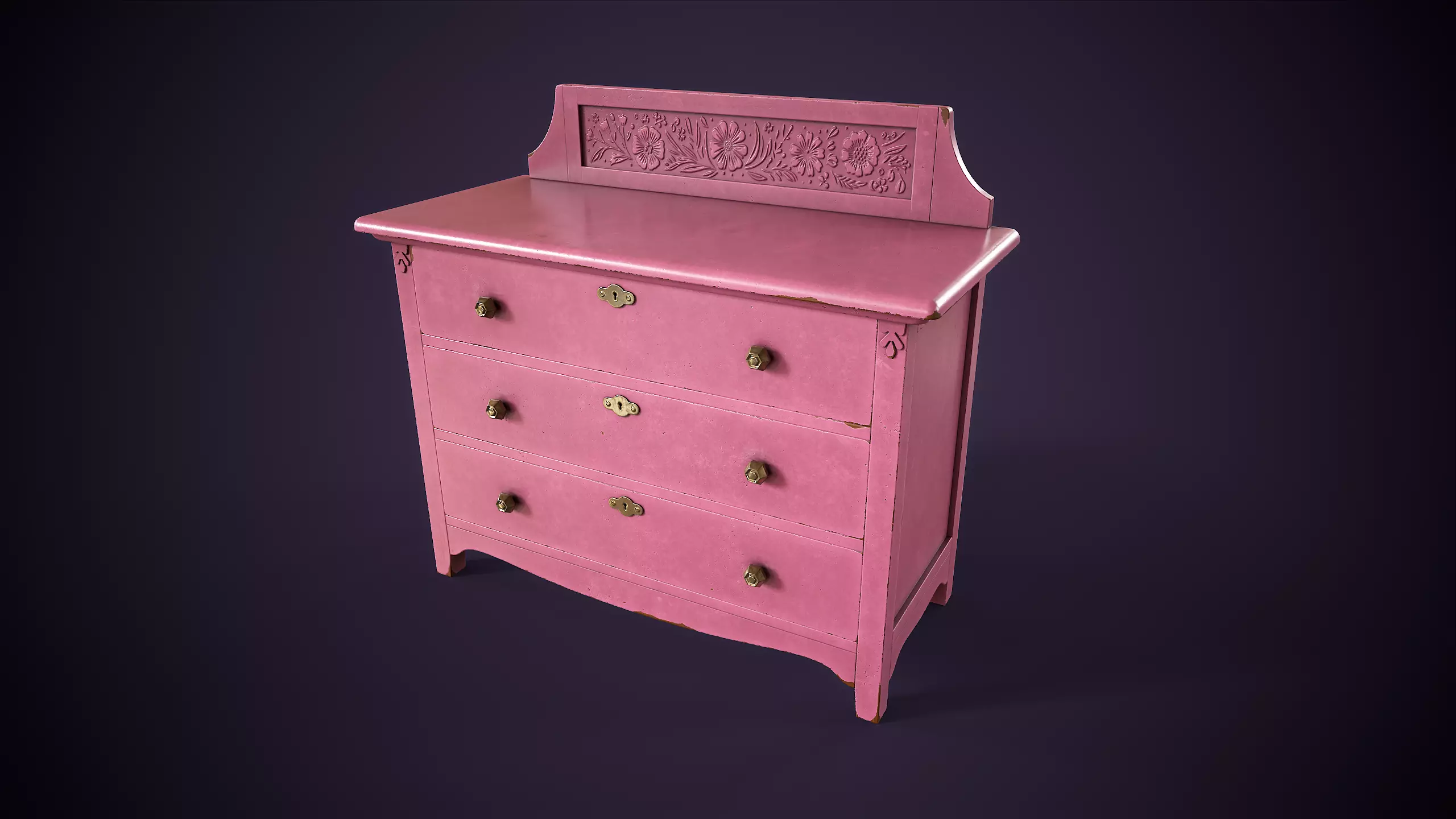 Vintage Painted Dresser Low-poly 3D model