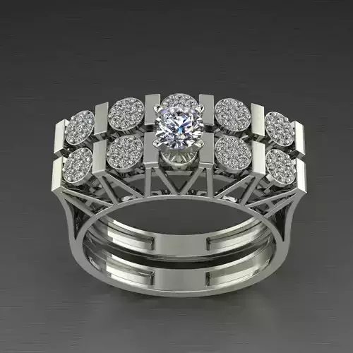 Engagement twins  with micro diamond clusters