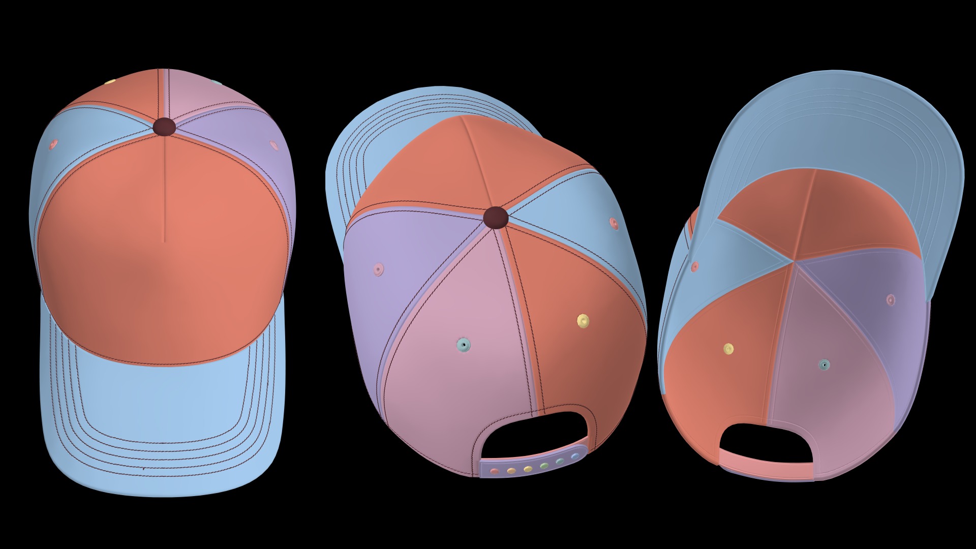 BASIC 5PANEL BASEBALL CAP mv2 highpoly 3D model_3