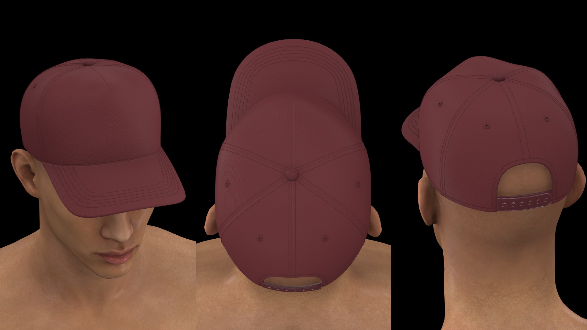 BASIC 5PANEL BASEBALL CAP mv2 highpoly 3D model_2