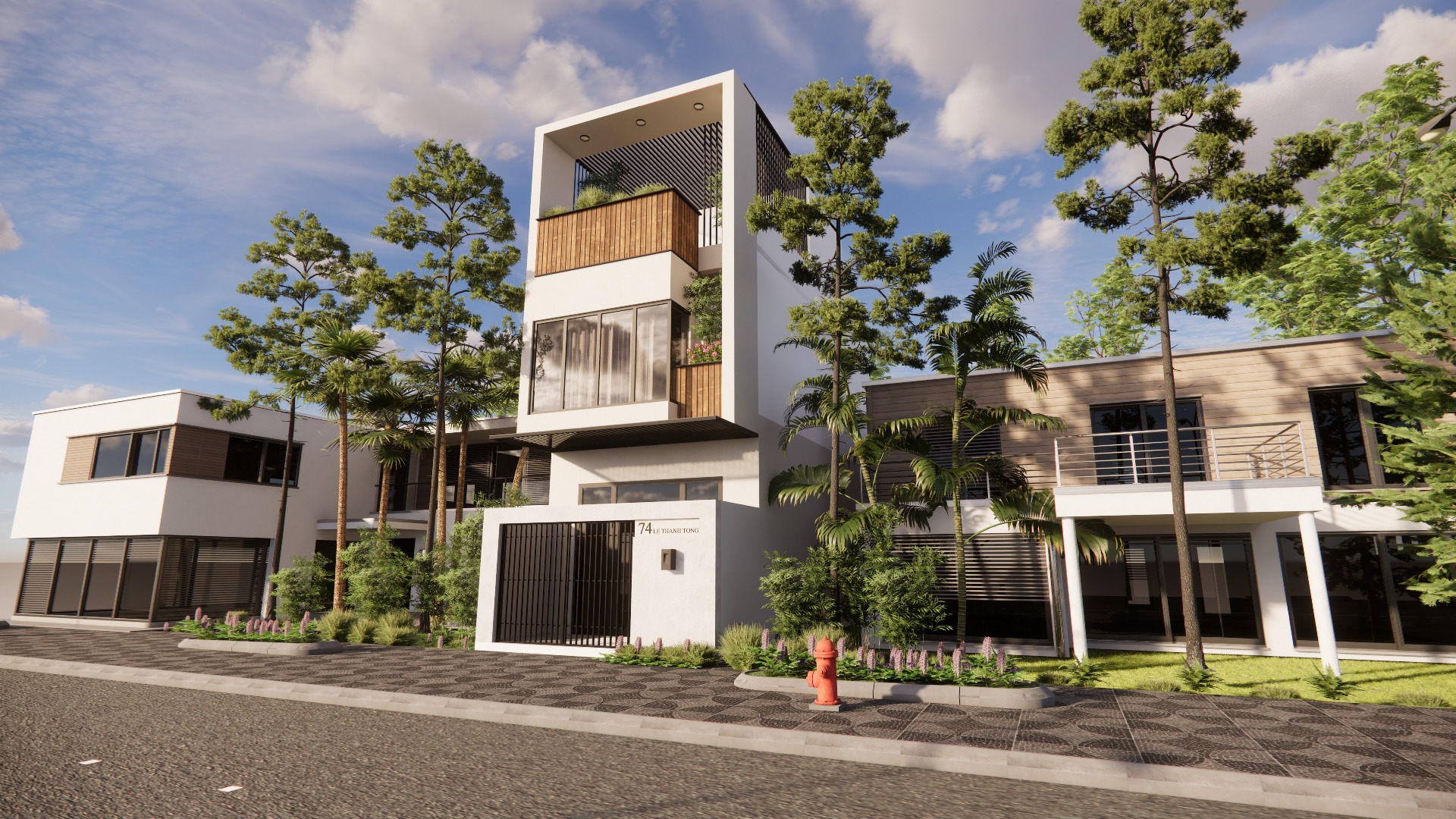 Modern Home Exterior Low-poly 3D model_2