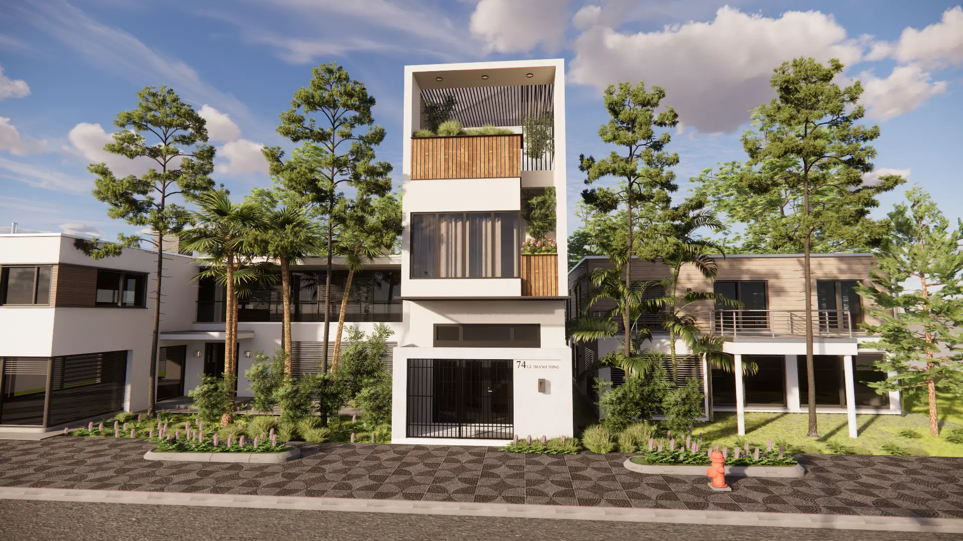 Modern Home Exterior Low-poly 3D model_0