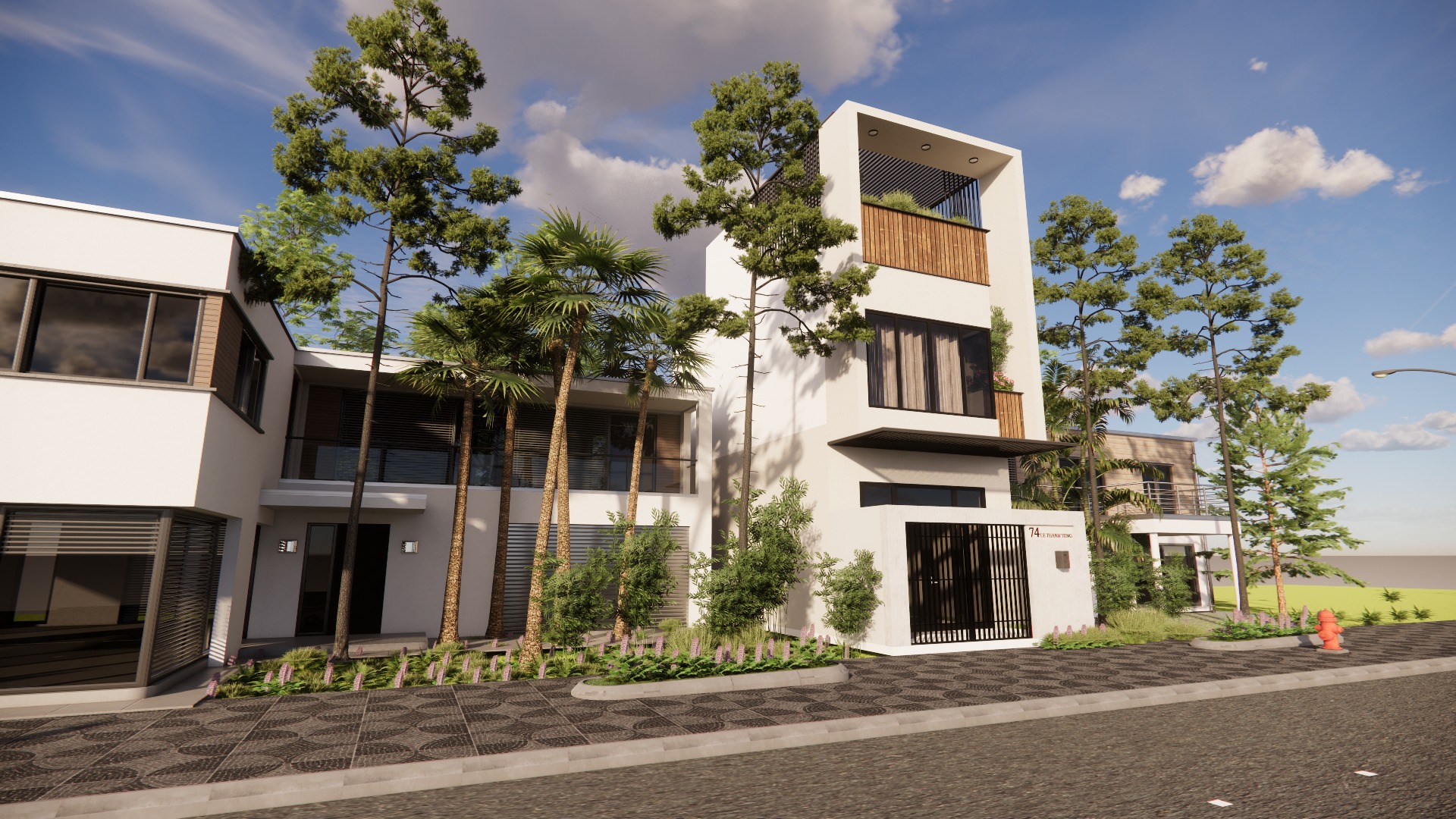 Modern Home Exterior Low-poly 3D model_1