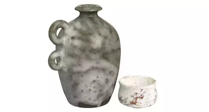 Handmade Ceramic Bottle and Bowl