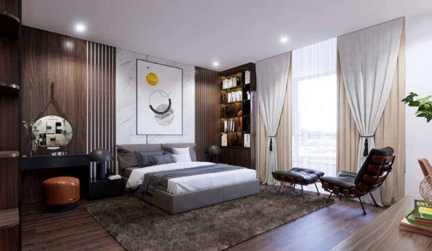 Interior Bedroom Modern Model Low-poly 3D model_1