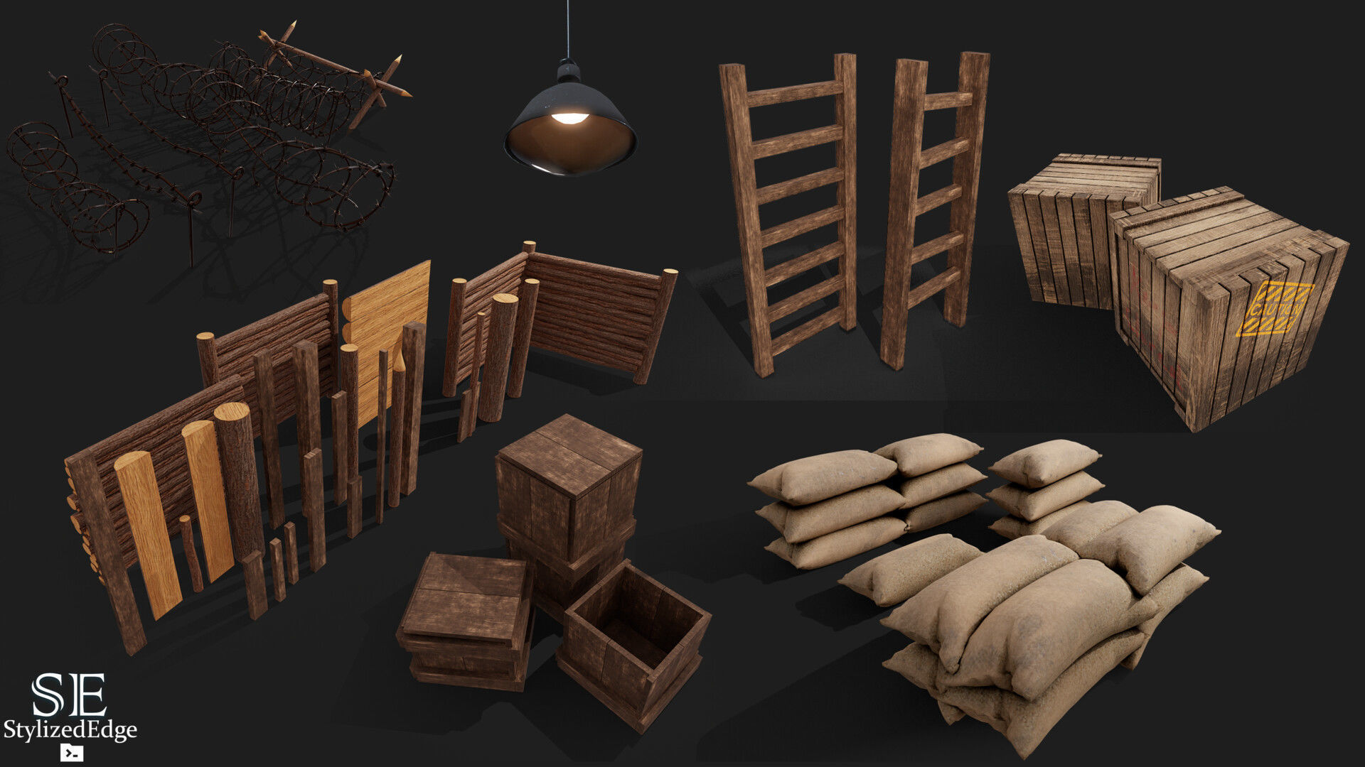 TRENCH SCENE 130 PROPS and Materials For UNREAL ENGINE 4 and 5 3D model_5