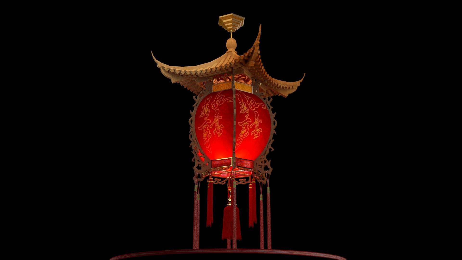 Chinese red lantern  3D model_4