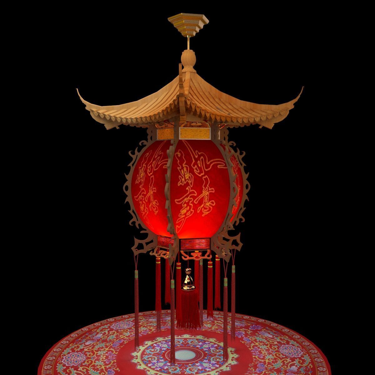 Chinese red lantern  3D model_6