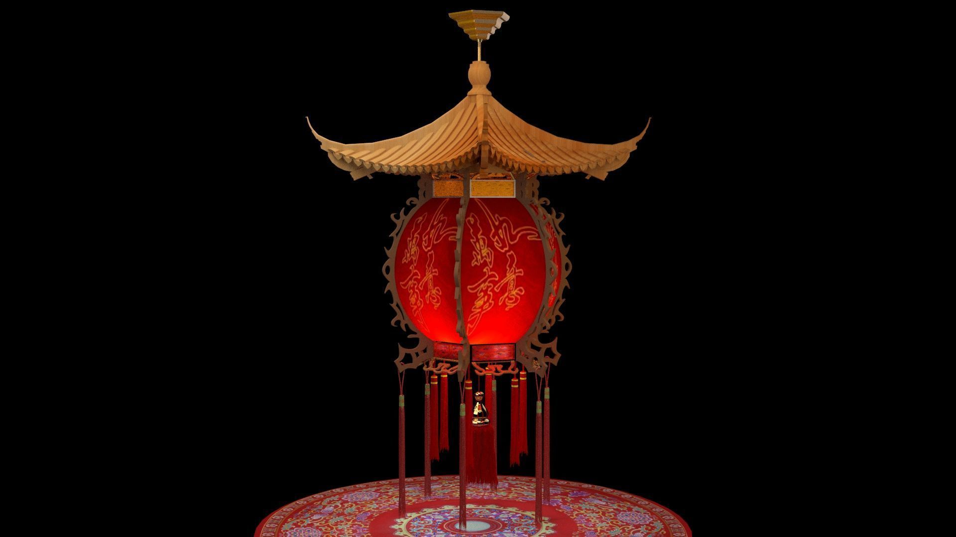 Chinese red lantern  3D model_3