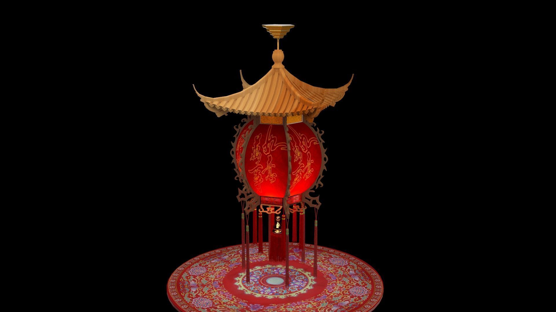 Chinese red lantern  3D model_5