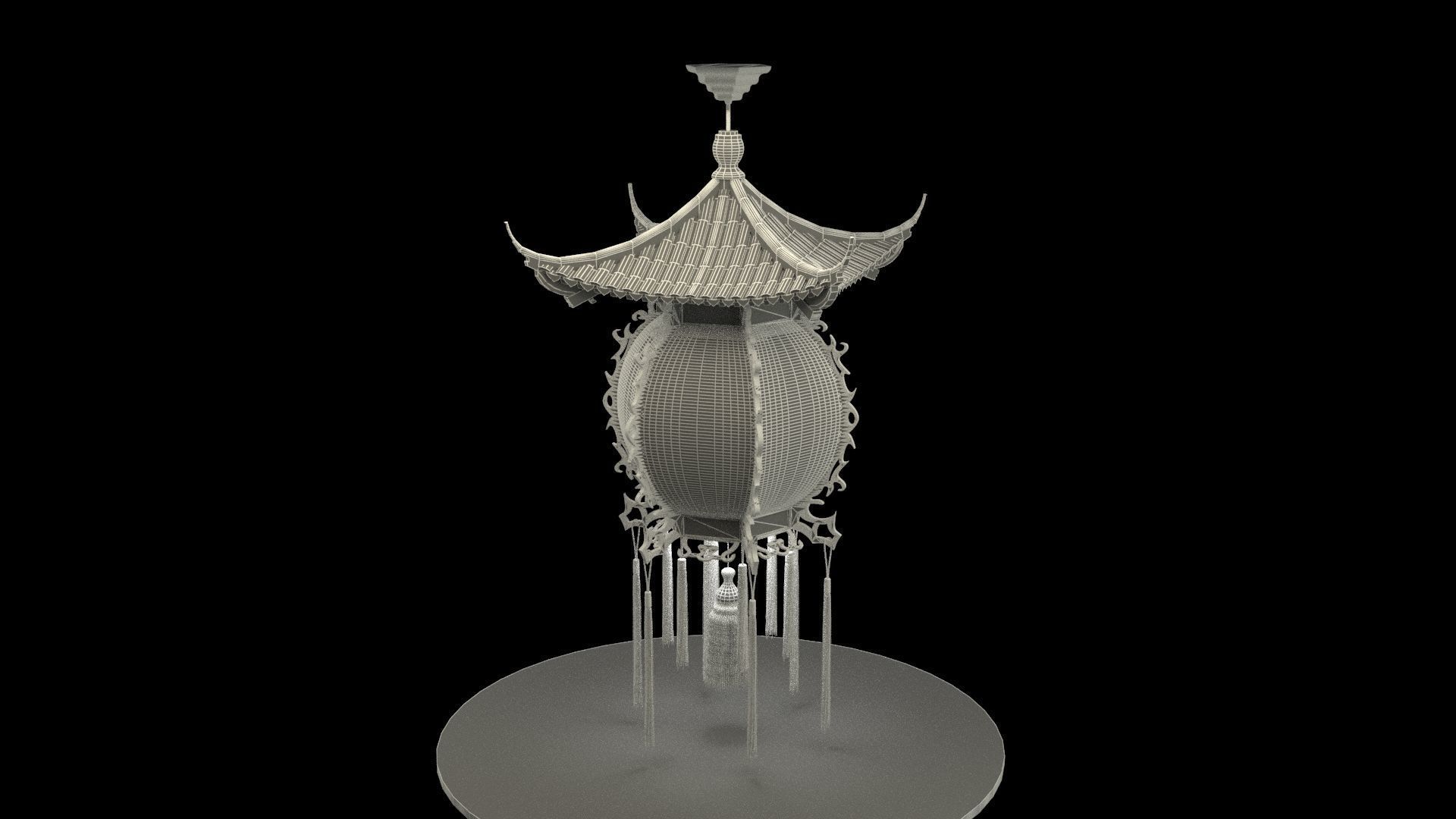 Chinese red lantern  3D model_7