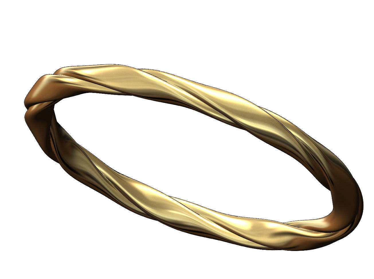 Braided French ribbon cuff bracelet bangle Size M 55mm 3D print model_4