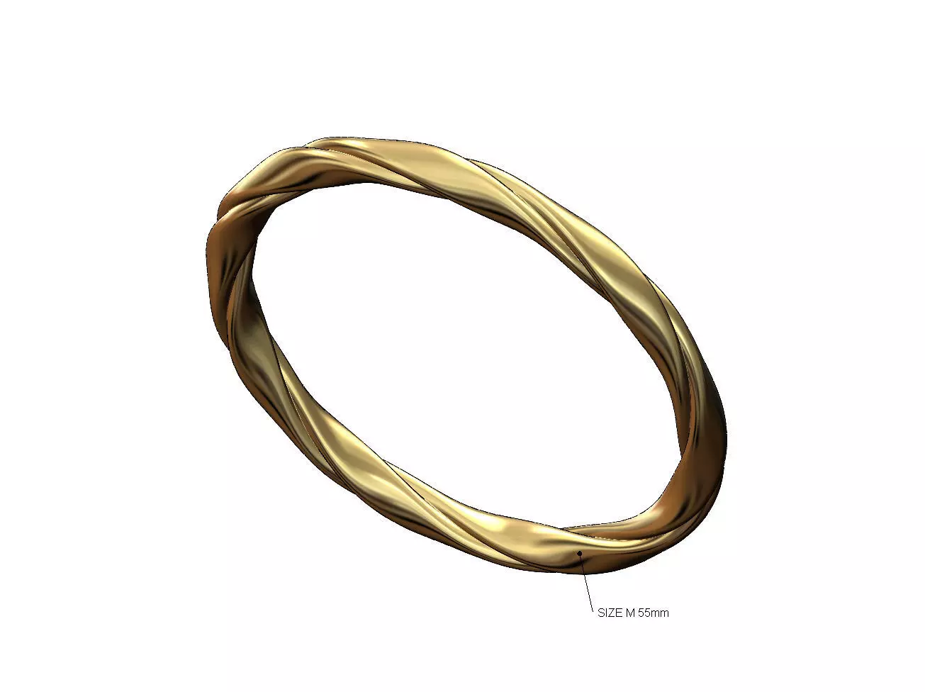 Braided French ribbon cuff bracelet bangle Size M 55mm 3D print model_0