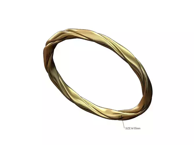 Braided French ribbon cuff bracelet bangle Size M 55mm 3D print model