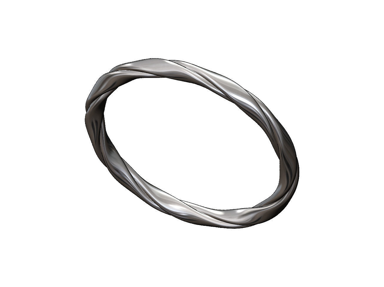 Braided French ribbon cuff bracelet bangle Size M 55mm 3D print model_10