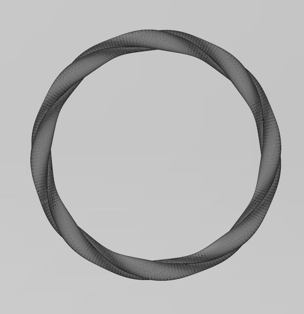 Braided French ribbon cuff bracelet bangle Size M 55mm 3D print model_13